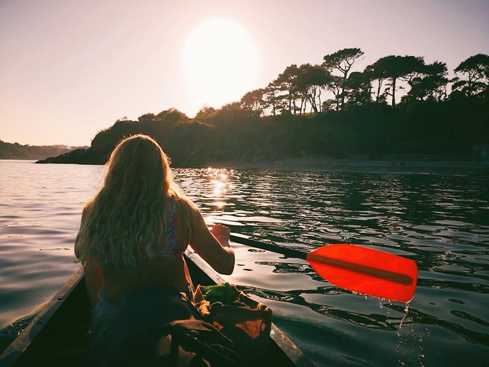 woman Kayaking with a sunset, Katy Griffin, Thera-Sea, Cornwall